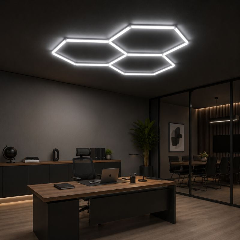 Éclairage plafond LED 3 Hexagones GSX™ - 130W - 6500K - 3 configurations possibles