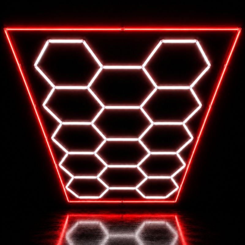 Éclairage plafond LED 14 Hexagones Hexeli™ - 2,40 m x 4,80 m – 550W blanc 6500K – cadre au choix