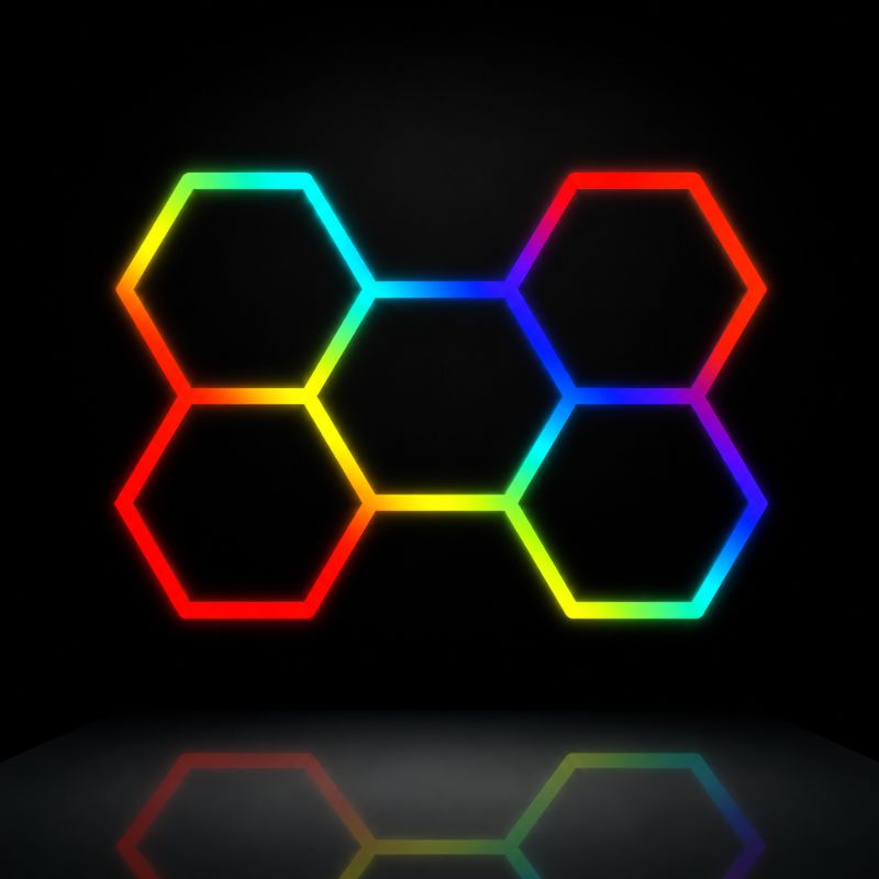 Éclairage LED 5 Hexagones  RGBW - 2,30 m x 1,68 m