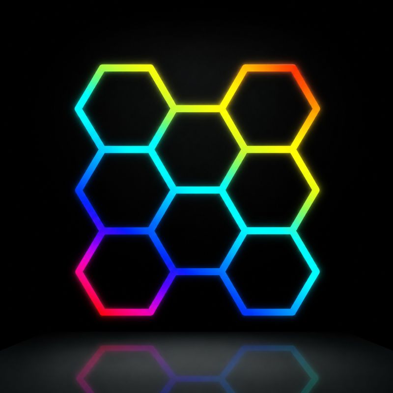Éclairage LED 8 Hexagones RGBW - 2,30 m x 2,52 m