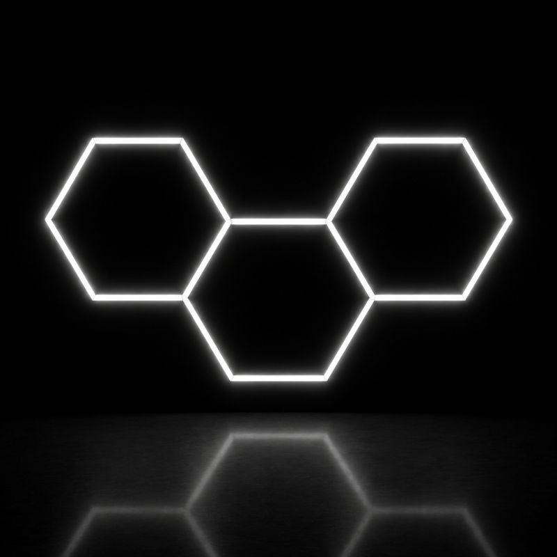 LED Hexagonal 3 modules 2,40 x 1,20 m blanc 6500K - garage atelier
