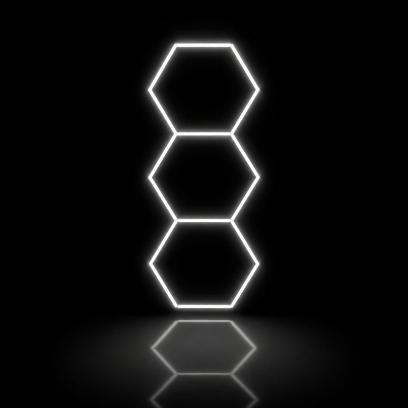 LED Hexagonal 3 modules 0,90 x 2,50 m blanc 6500K - garage atelier