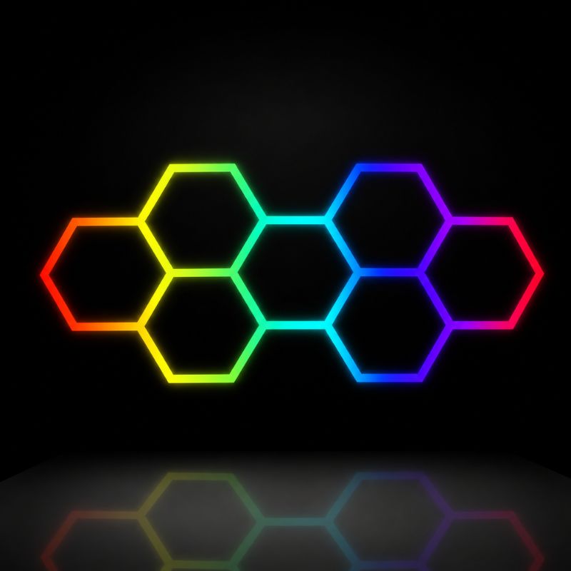 Éclairage LED 7 Hexagones RGBW - 3,67 m x 1,68 m