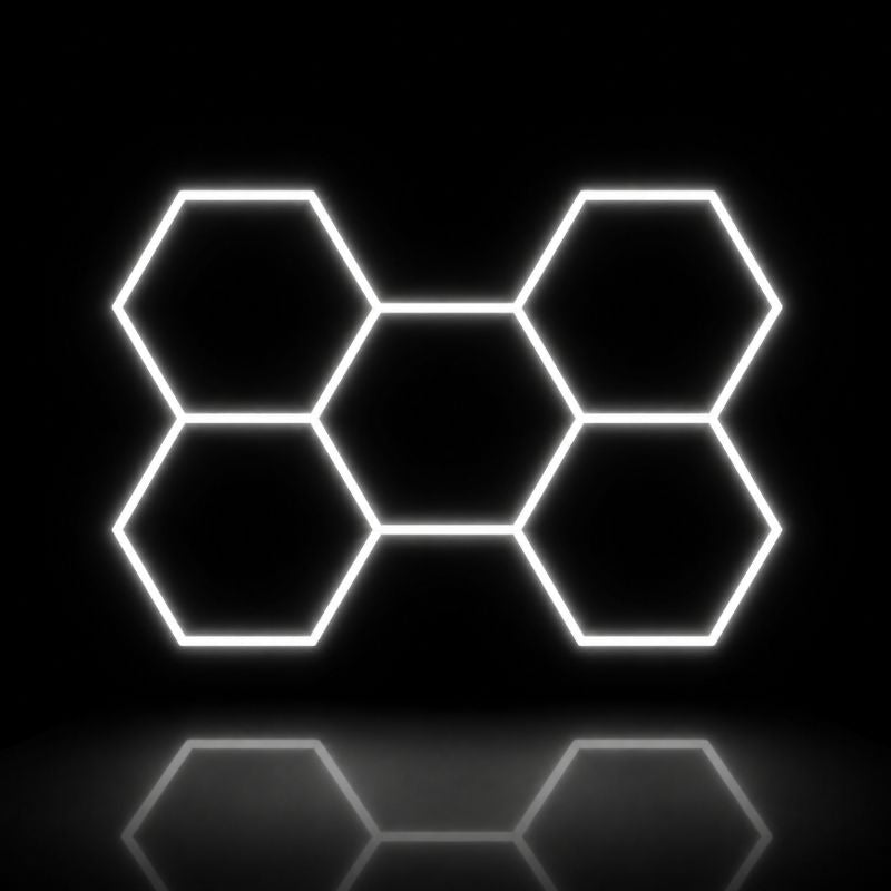 Éclairage plafond LED 5 Hexagones GSX™ - 2,40 × 1,70 m - 215W - Dimmable ou 3 couleurs
