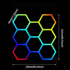 Plafonnier LED hexagonal RGBW 8 modules - dimensions 230 x 252 cm
