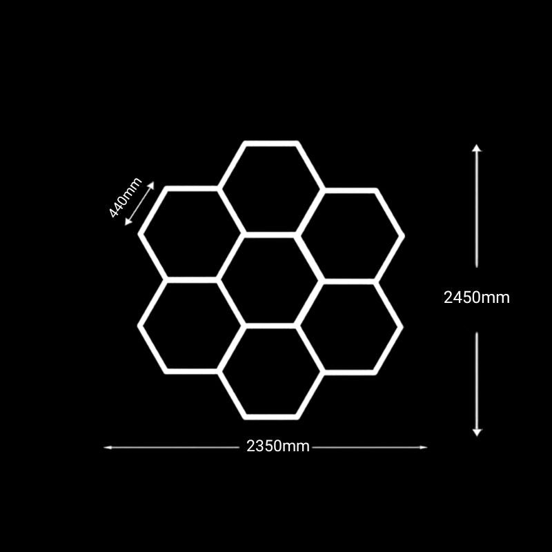 Éclairage plafond LED 7 Hexagones fleur GSX™ – 2,35 × 2,45 m – 6500K