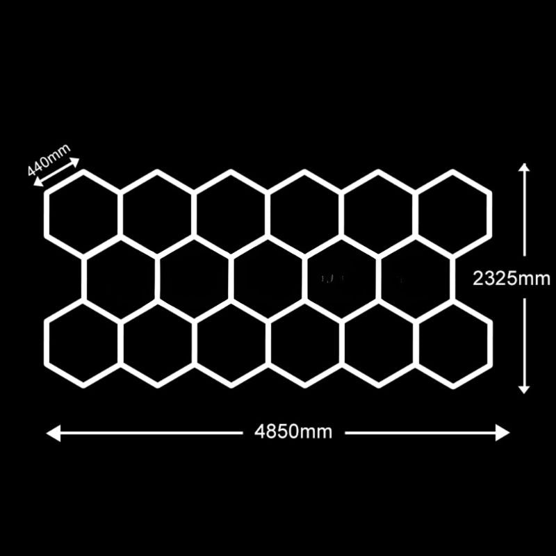 LED Ceiling Light 17 Hexagons Hexeli™ – 4.85 × 2.32 m – 6500K