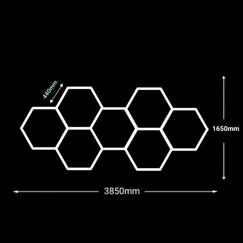 Éclairage plafond LED 7 Hexagones GSX™ – 3,85 × 1,65 m – 6500K