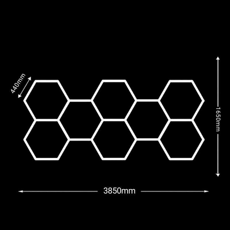 Éclairage plafond LED 8 Hexagones GSX™ – 3,85 × 1,65 m – 6500K