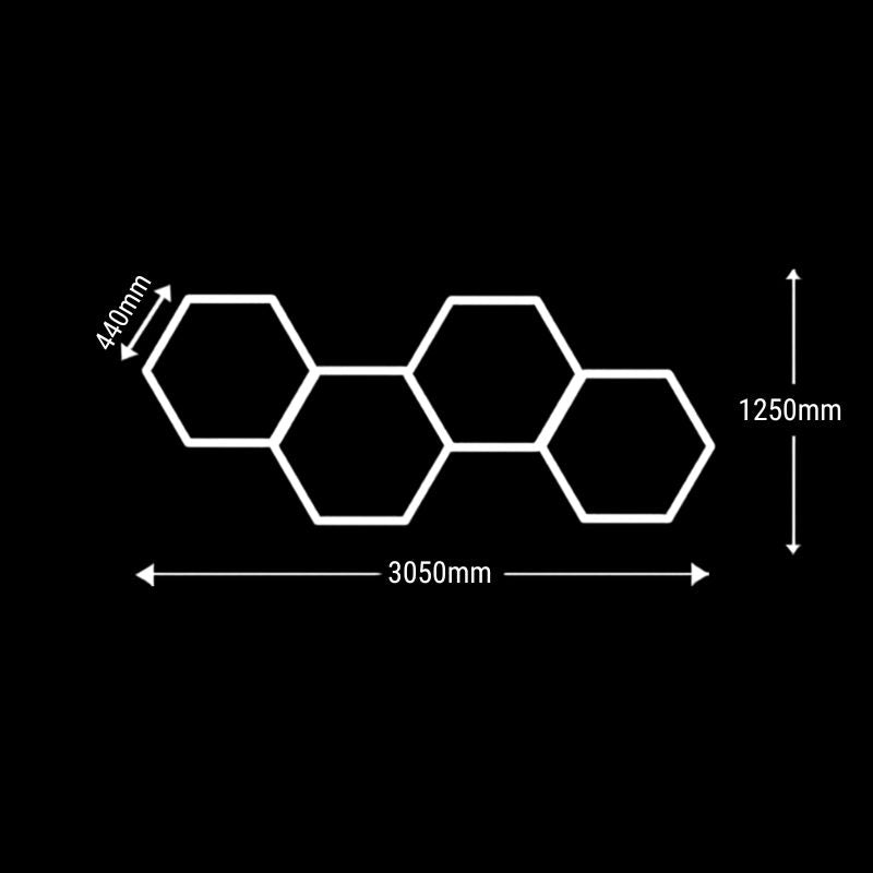 Hexeli™ 4-Hexagon LED Ceiling Light – 3.05 × 1.25 m – 6500K
