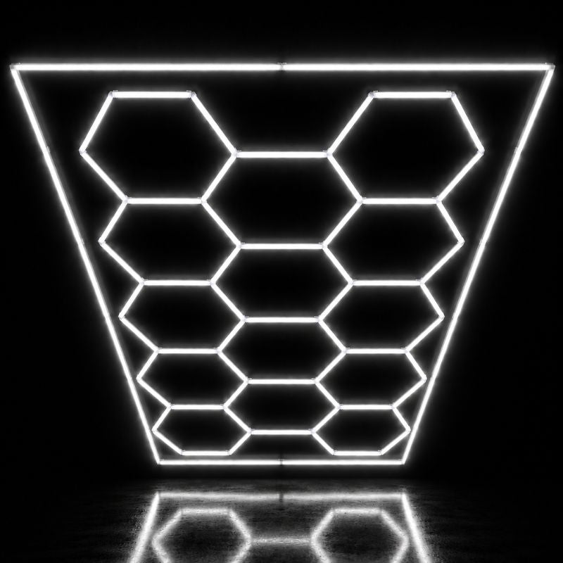Éclairage plafond LED 14 Hexagones GSX™ - 2,40 m x 4,80 m – 550W blanc 6500K – cadre au choix