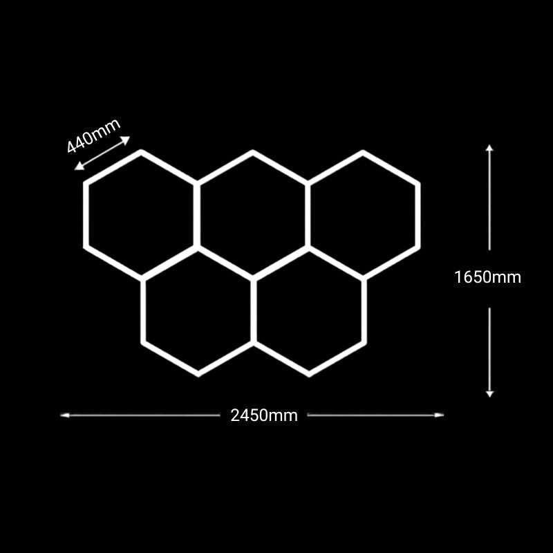 Éclairage plafond LED 5 Hexagones GSX™ – 2,45 × 1,65 m – 6500K