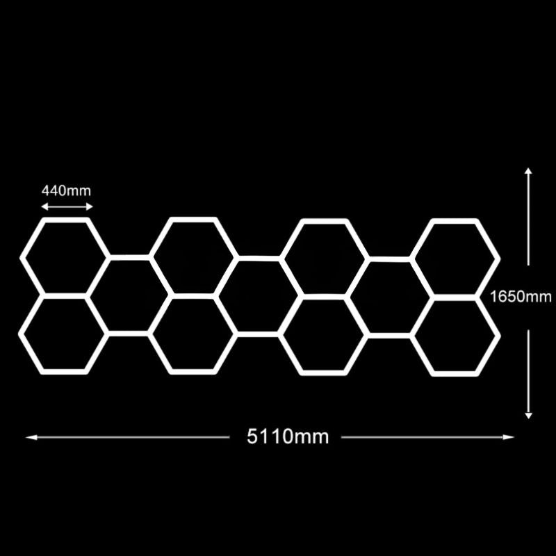 Éclairage plafond LED 11 Hexagones GSX™ – 5,11 × 1,65 m – 6500K