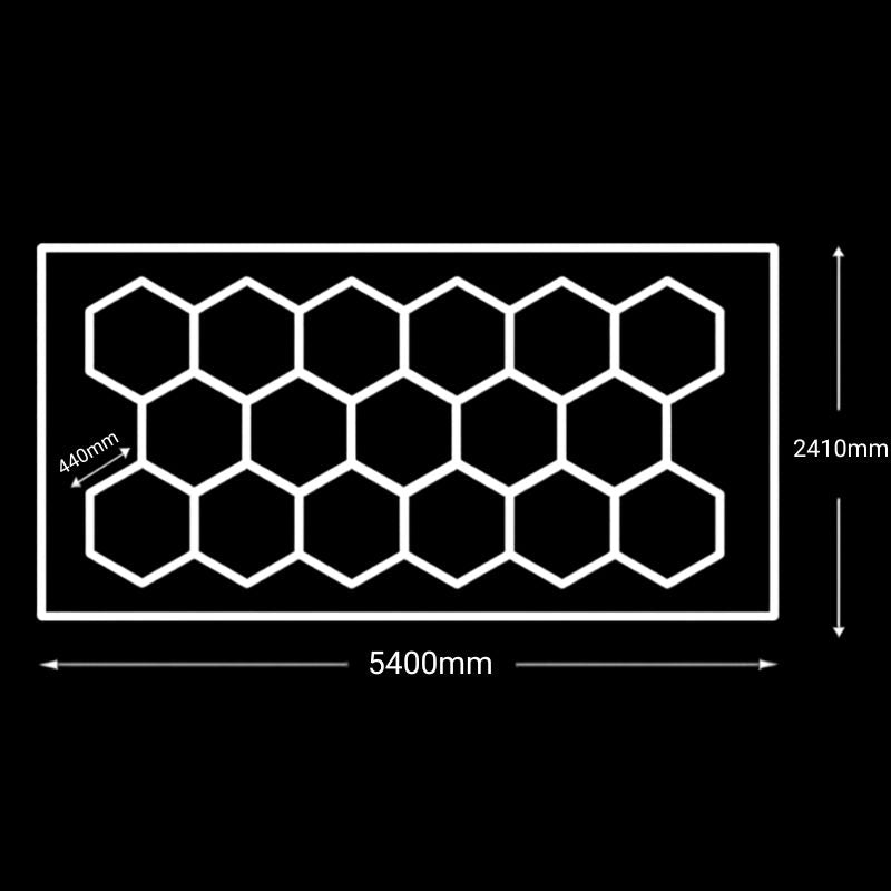17 Hexagon LED Ceiling Light with Hexeli™ Frame – 5.40 × 2.41 m – 6500K