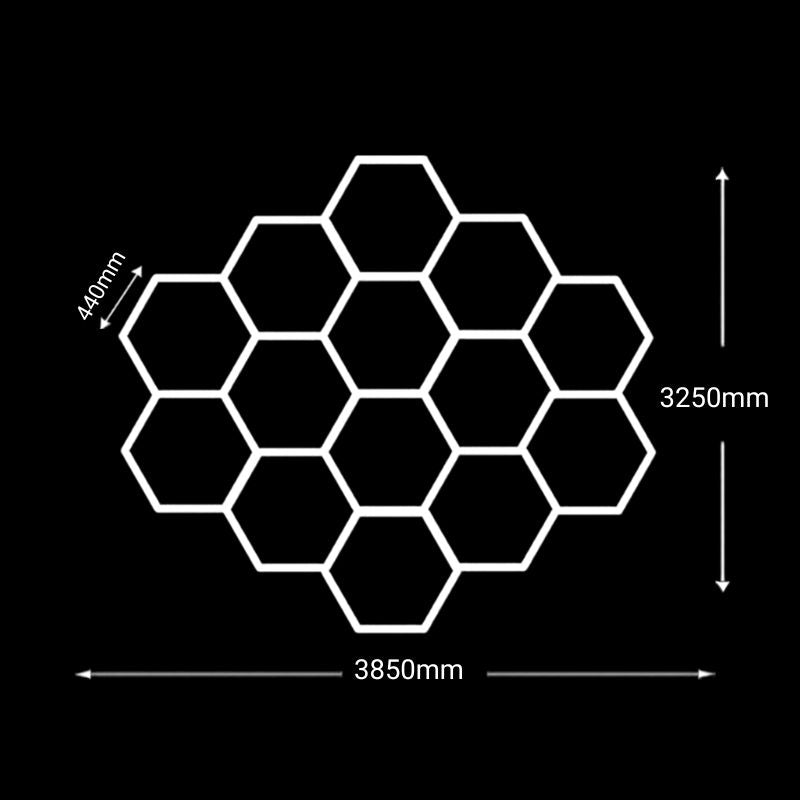 14-Hexagon Hexeli™ LED Ceiling Light – 3.85 × 3.25 m – 6500K