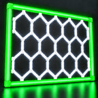 Hexagon LED Garage Lights – 14-Hexagon Kit with Frame – 7.9 × 15.7 ft – 672 W