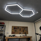 Lampe de plafond led blanc 2 hexagone nid d’abeille  - 1,70 × 0,90 m - 72W - 6500K