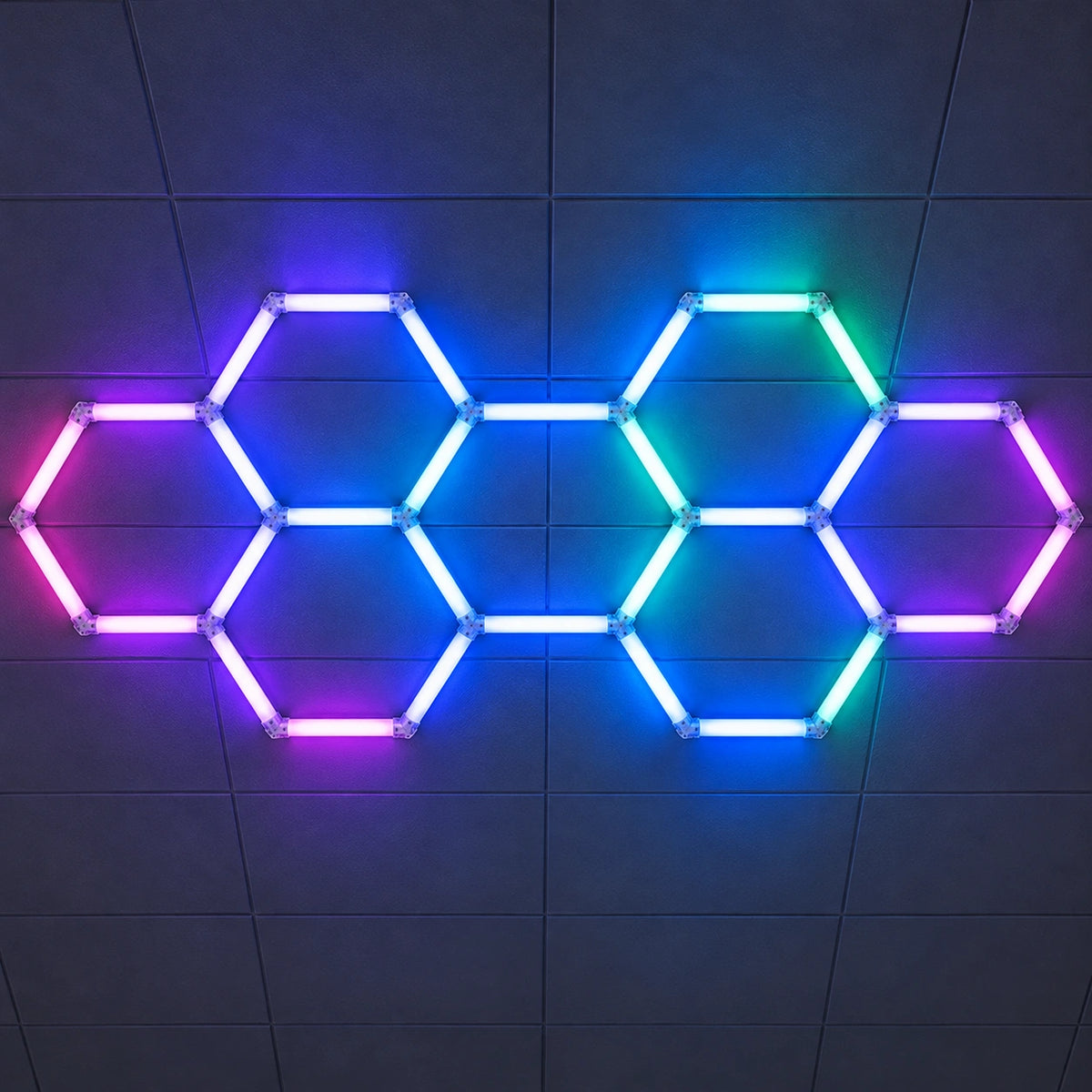 Éclairage LED 7 Hexagones RGB - 3,67 m x 1,68 m