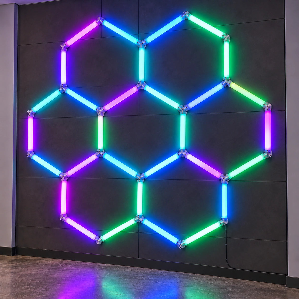 Éclairage LED 7 Hexagones RGB en rosace - 2,55 m x 2,44 m