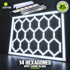 Hexagon LED Garage Lights – 14-Hexagon Kit with Frame – 7.9 × 15.7 ft – 672 W