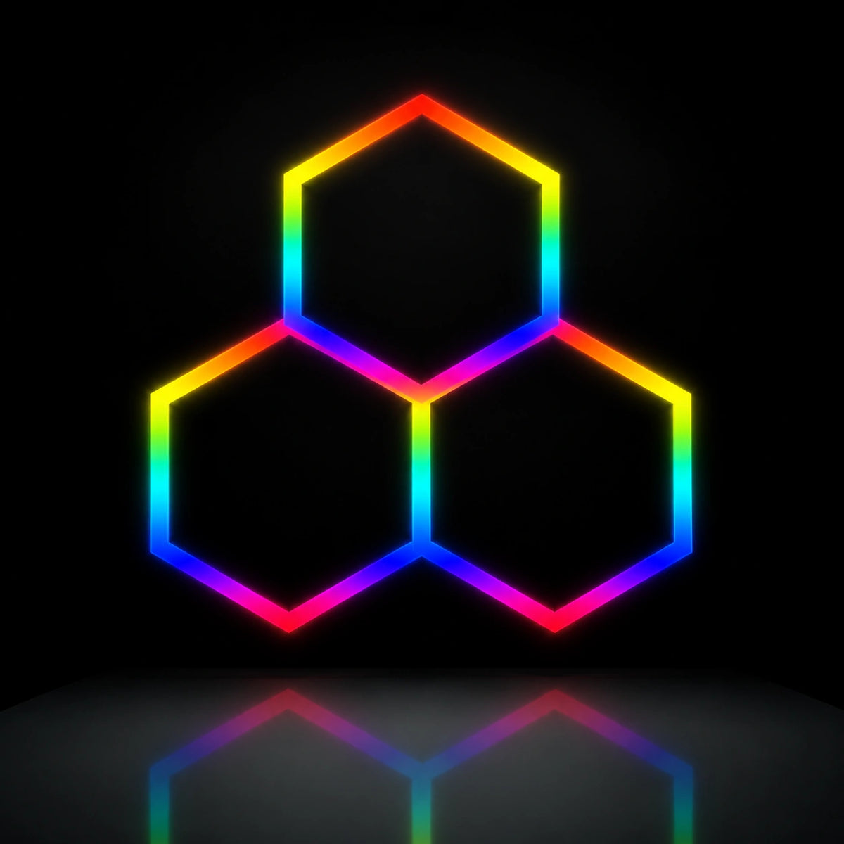 Plafonnier LED Hexagonal RGB Nid d'Abeille 3 Modules Hexeli™ 1,68 m x 1,66 m – RGB connecté