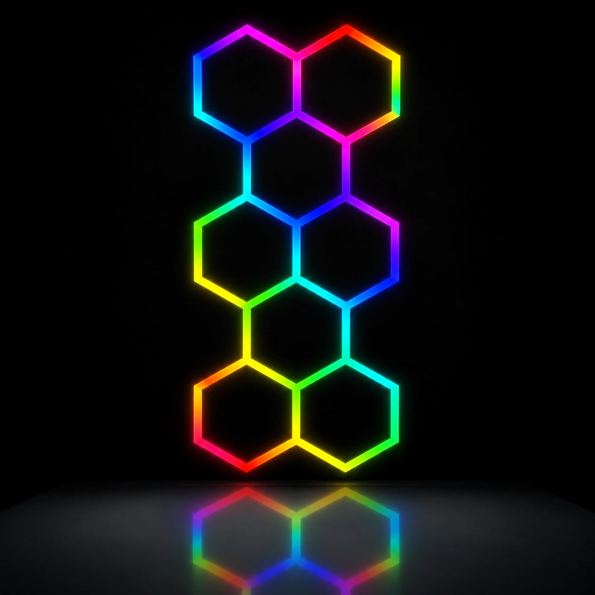 Plafonnier LED Hexagonal RGB Nid d'Abeille 8 Modules 1,68 m x 3,68 m – RGB connecté