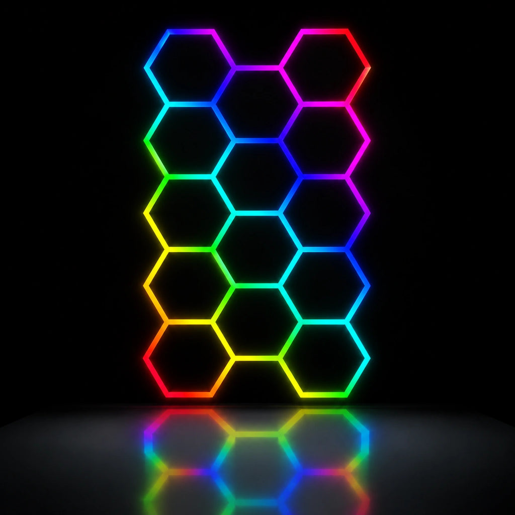 Plafonnier LED Hexagonal RGB Nid d'Abeille 14 Modules 2,33 m x 4,08 m – RGB connecté