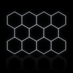 Éclairage LED hexagonal nid d'abeille 11 modules 3,30 x 2,41 m, blanc dimmable ou 3 couleurs, garage et atelier