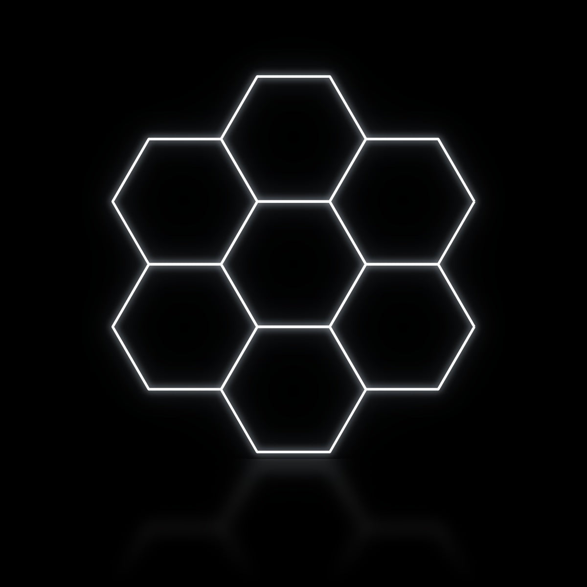 Éclairage LED hexagonal 7 modules en rosace 2,40 x 2,40 m, blanc dimmable ou 3 couleurs, poste de detailing