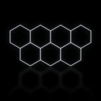 Éclairage LED hexagonal 7 modules en trame resserrée 3,30 x 1,70 m, blanc dimmable ou 3 couleurs, atelier detailing