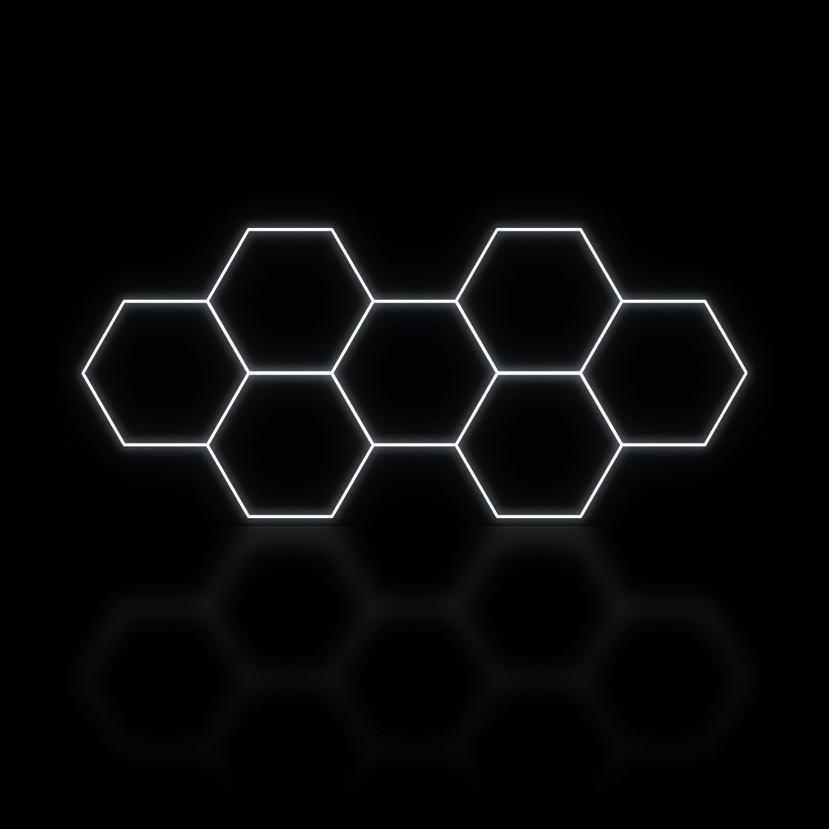 Éclairage LED hexagonal nid d'abeille 7 modules en bande longue 3,90 x 1,70 m, blanc dimmable ou 3 couleurs, garage et atelier