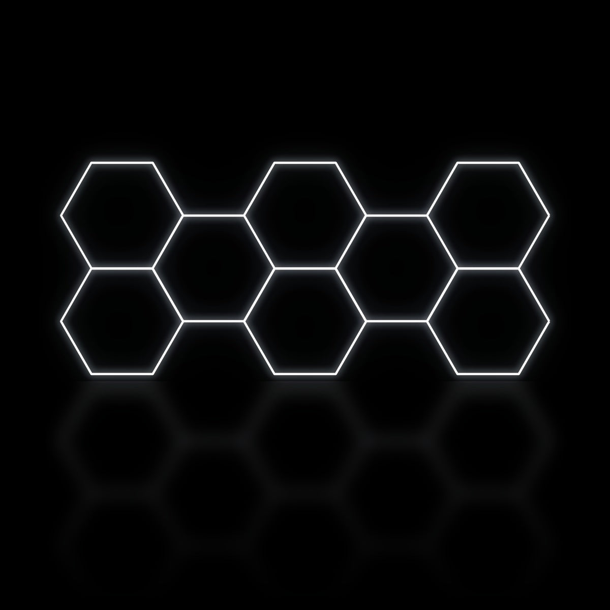 Éclairage LED hexagonal nid d'abeille 8 modules en bande large 3,90 x 1,70 m, blanc dimmable ou 3 couleurs, garage et atelier