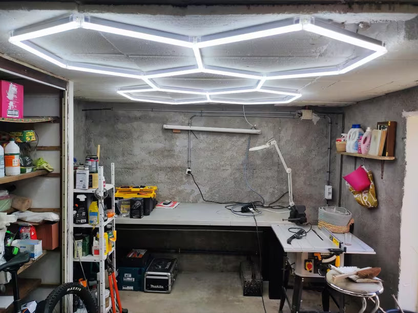 Éclairage plafond LED 5 Hexagones GSX™ - 2,40 × 1,70 m - 215W - Dimmable ou 3 couleurs
