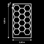Schéma dimensions kit LED 14 hexagones Hexeli – 2,40 × 4,80 m – côté 44 cm