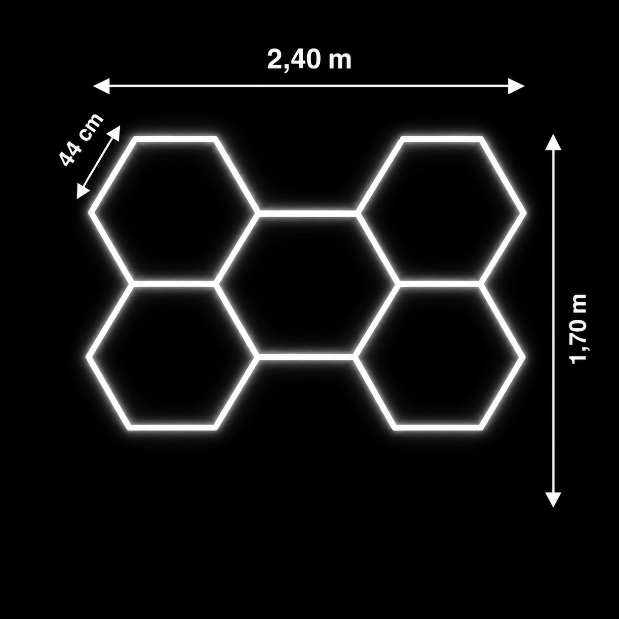 Hexeli™ 5-Hexagon LED Ceiling Light - 2.40 × 1.70 m - 215W - Dimmable or 3 Colors