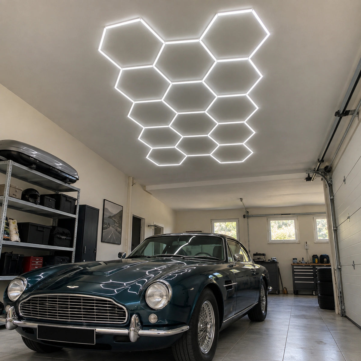 Mise en situation illustrative — Hexeli gsx-14-hexagones-241x415-3-couleurs — garage-01.