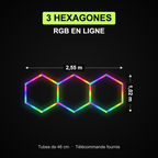 Dimensions du kit 3 hexagones RGB en ligne : 2,55 x 1,02 m