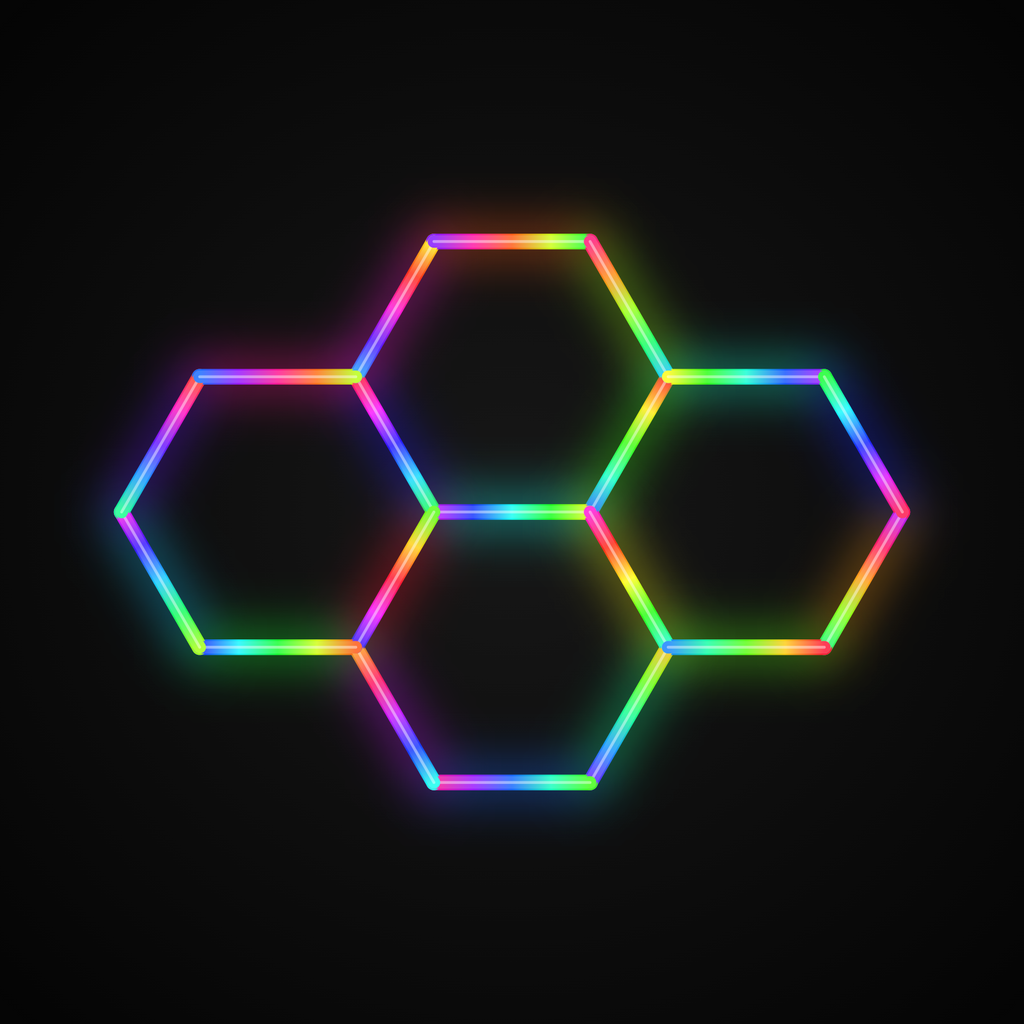 Kit LED 4 hexagones RGB en losange Hexeli