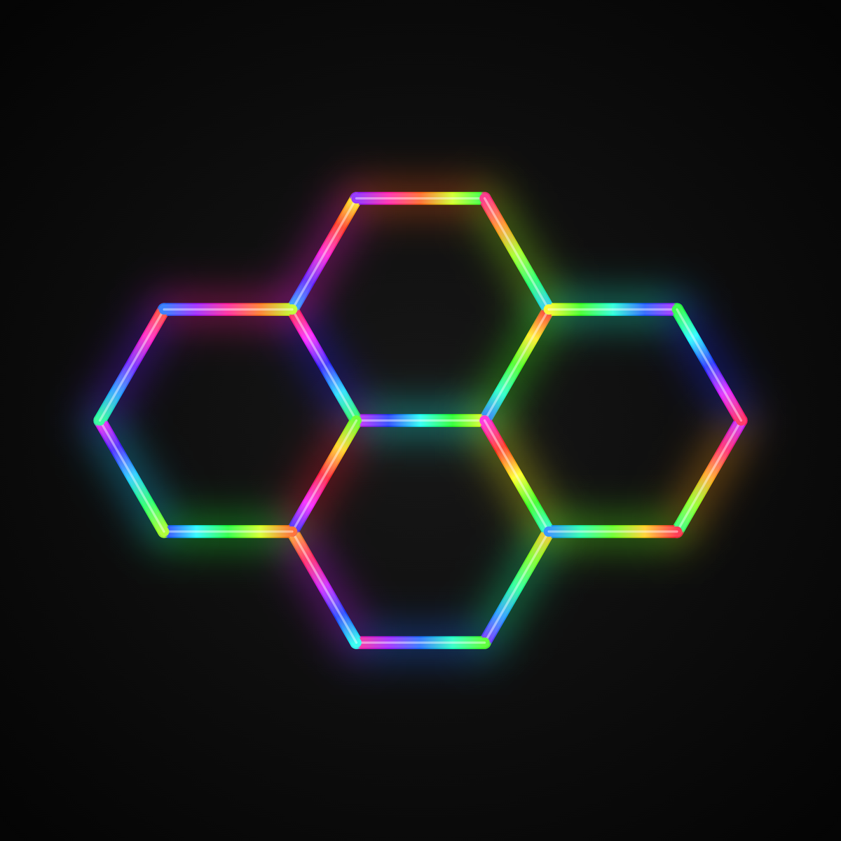 Kit LED 4 hexagones RGB en losange Hexeli