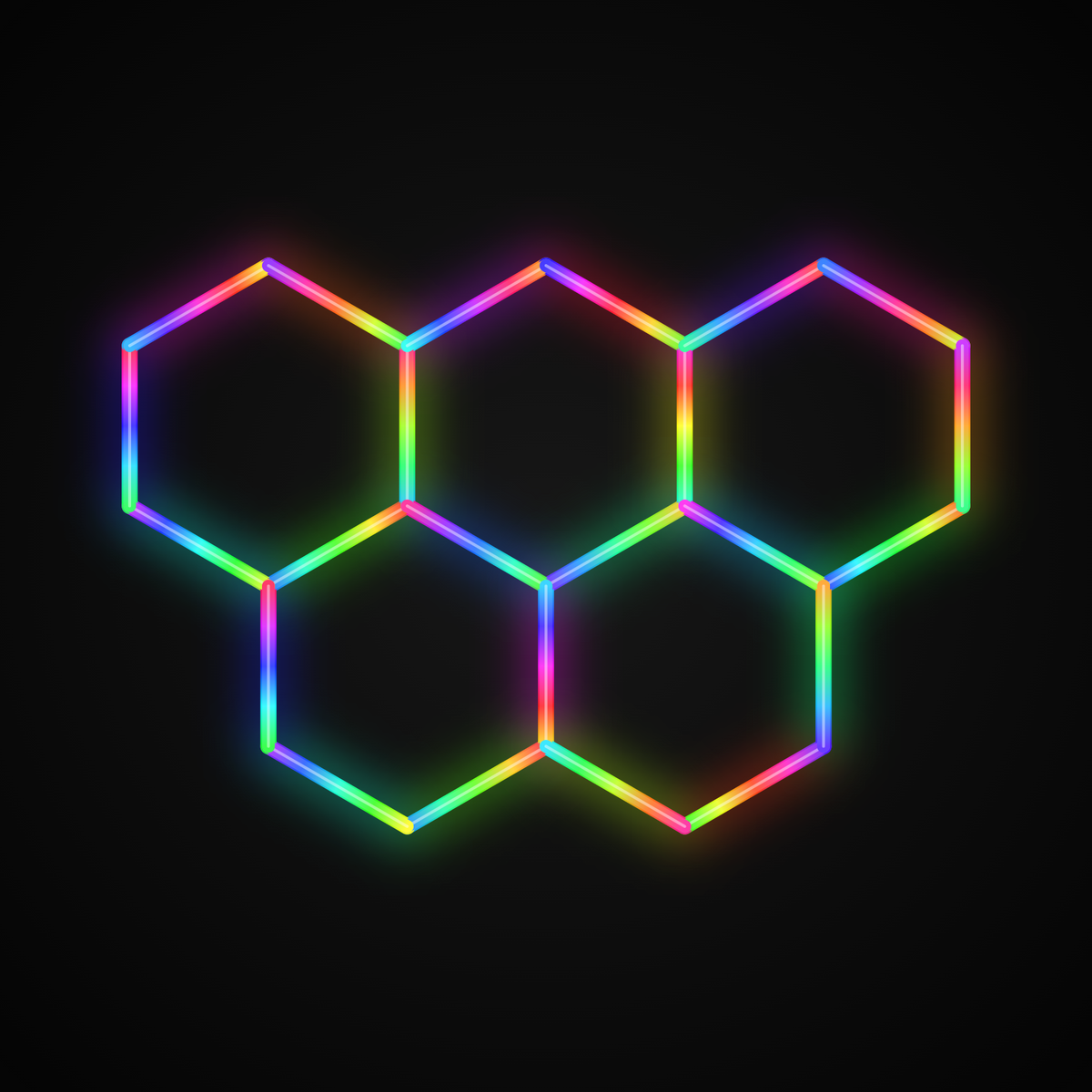 Kit LED 5 hexagones RGB en grappe Hexeli
